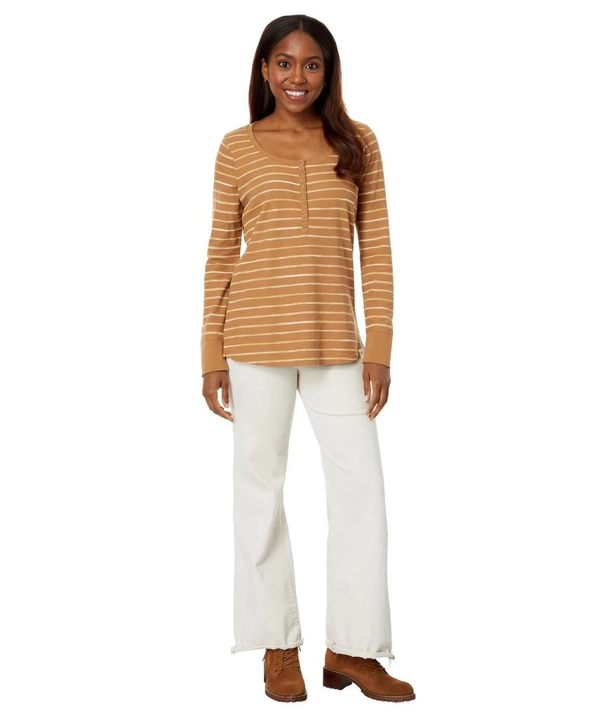 L.L.BEAN Unshrinkable Mini Waffle Henley Long Sleeve Stripe 4