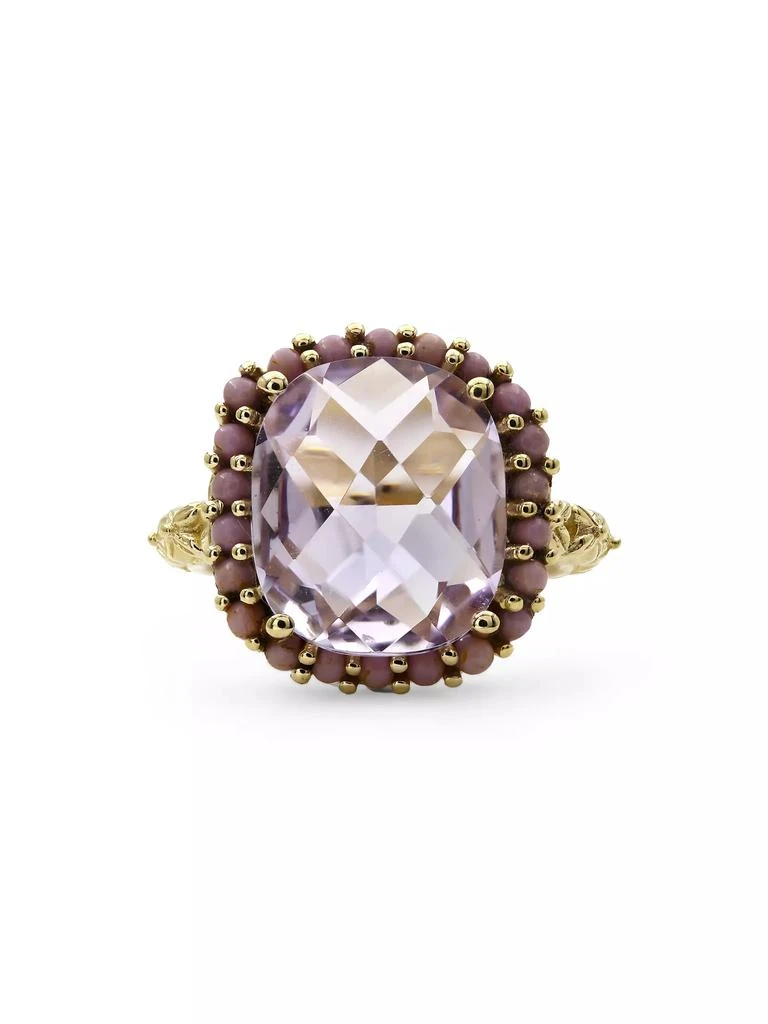 Stephen Dweck Luxury 18K Yellow Gold, Amethyst, & Phosphosiderite Halo Ring 1