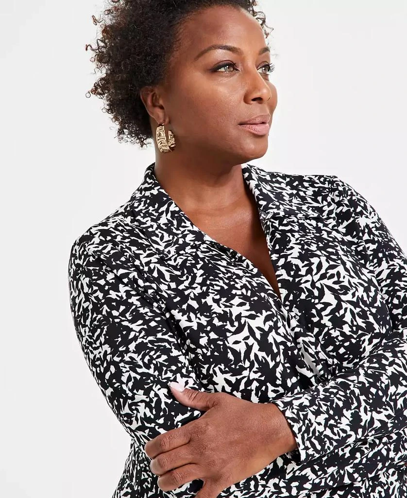 INC International Plus Size Printed Faux-Wrap Top, Created for Macy's 2