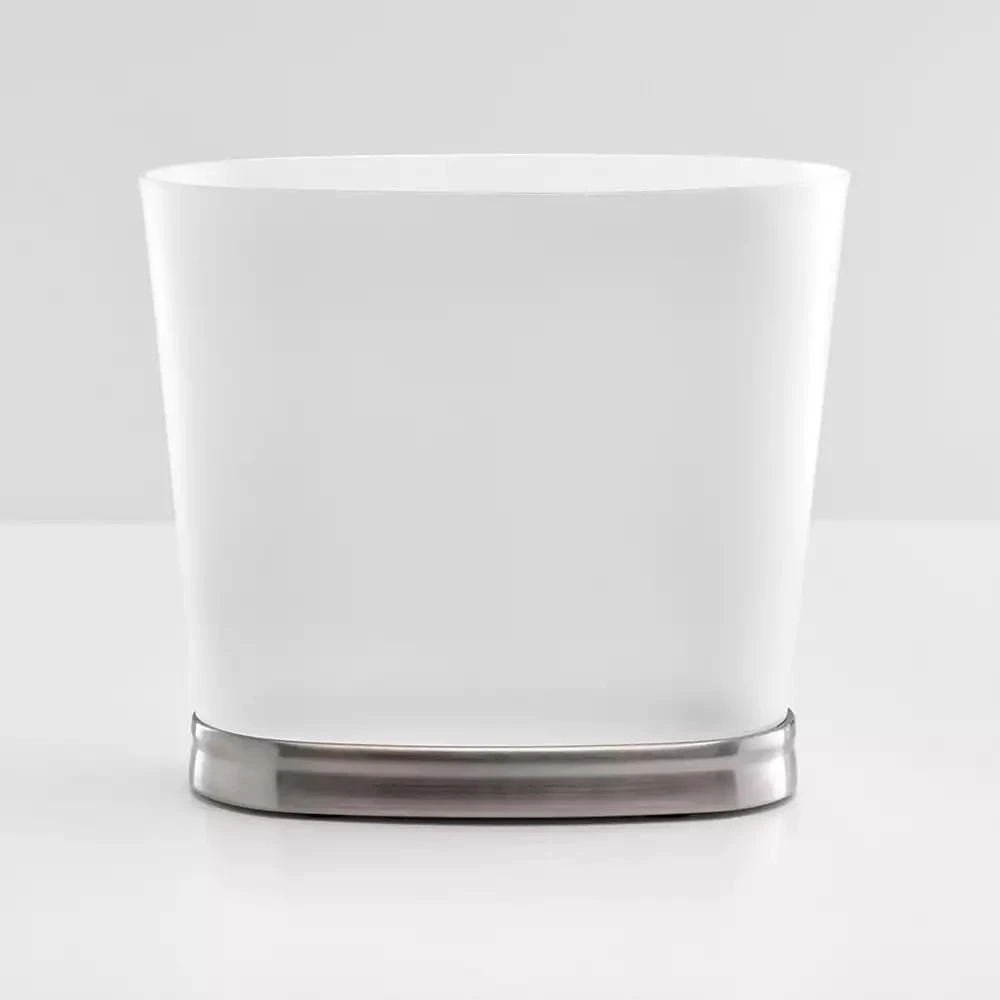 iDesign Oval Bathroom Trash Can, Set of 2, Frost/Brushed Nickel, Made in USA 9