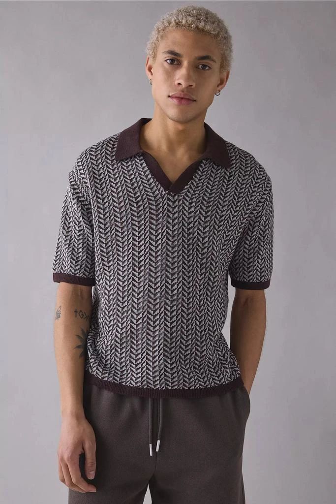 Urban Outfitters UO Skylor Herringbone Short Sleeve Sweater