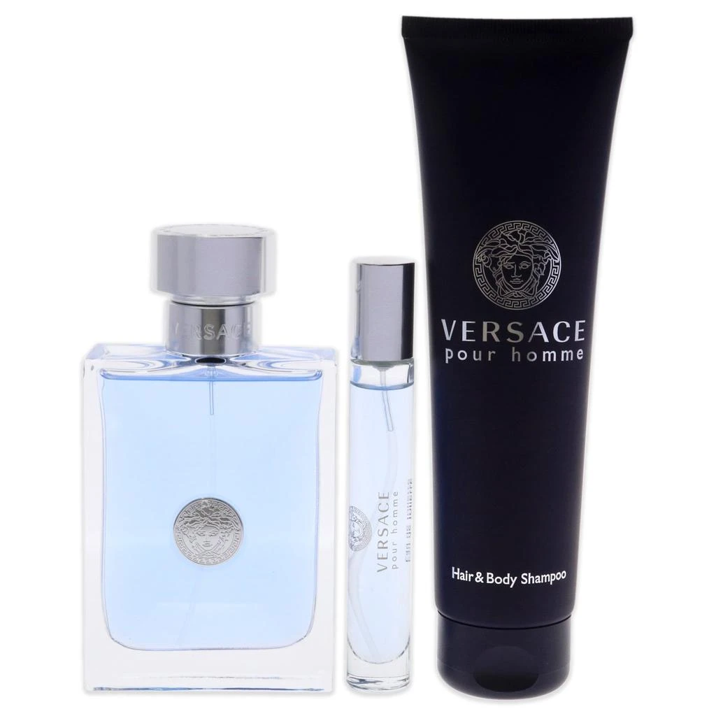 Versace Pour Homme by  for Men - 3 Pc Gift Set 3.4oz EDT Spray, 10ml EDT spray, 5.0oz Hair and Body Shampoo 2