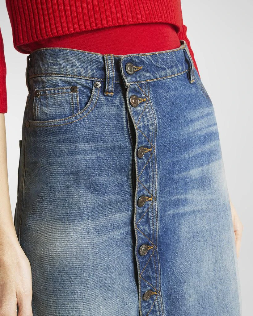 Victoria Beckham Button-Front Denim Skirt 5