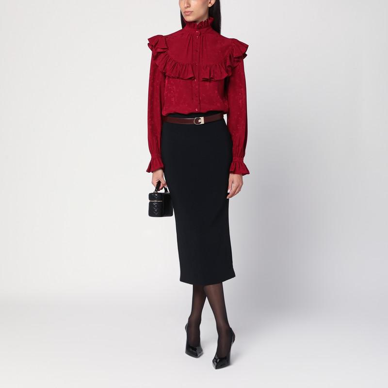 Yves Saint Laurent Red damask silk shirt