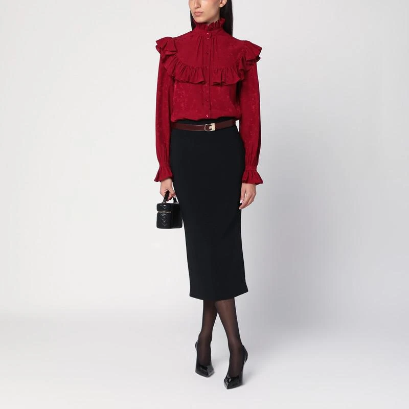 Yves Saint Laurent Red damask silk shirt 2