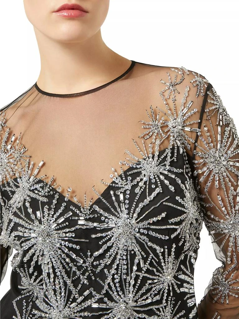 adrianna papell one shoulder beaded blouson dress Adrianna Papell One Shoulder Sleeveless Beaded Mesh Midi Dress, Womens, 10, French Blue main image 0