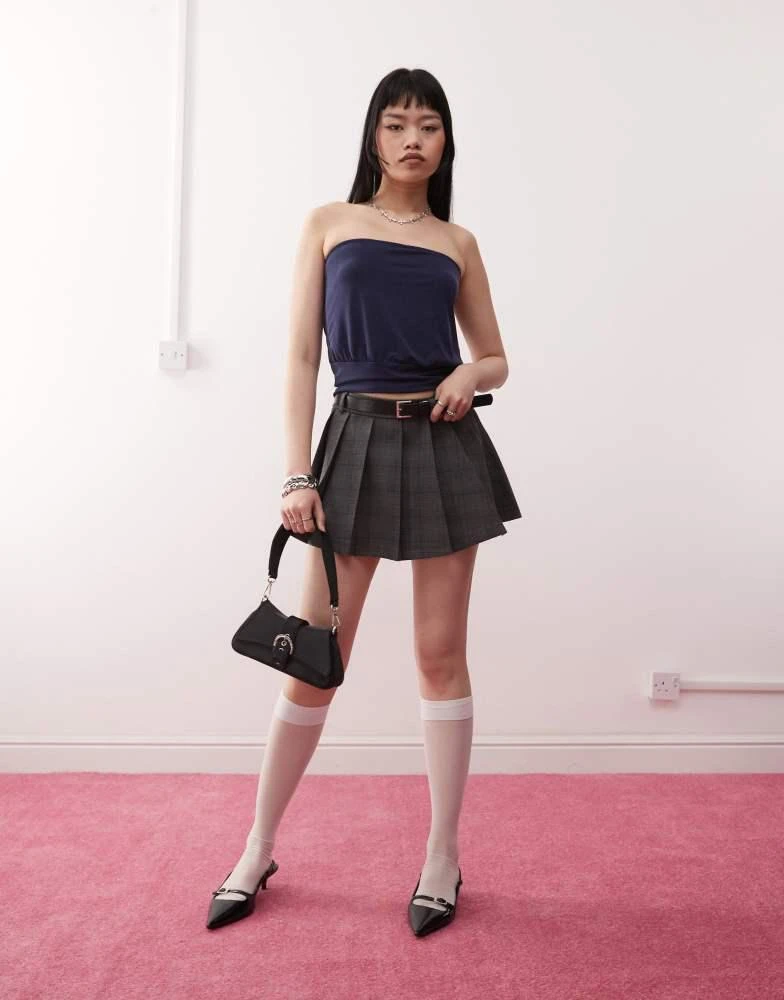 Motel Motel leocadia cupro bandeau top in navy 2