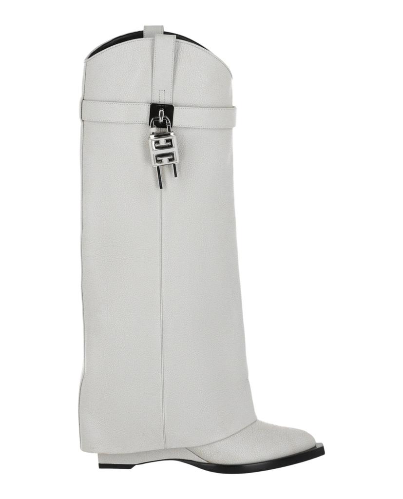 Givenchy Shark Lock Cowboy Boots In Aged Leather