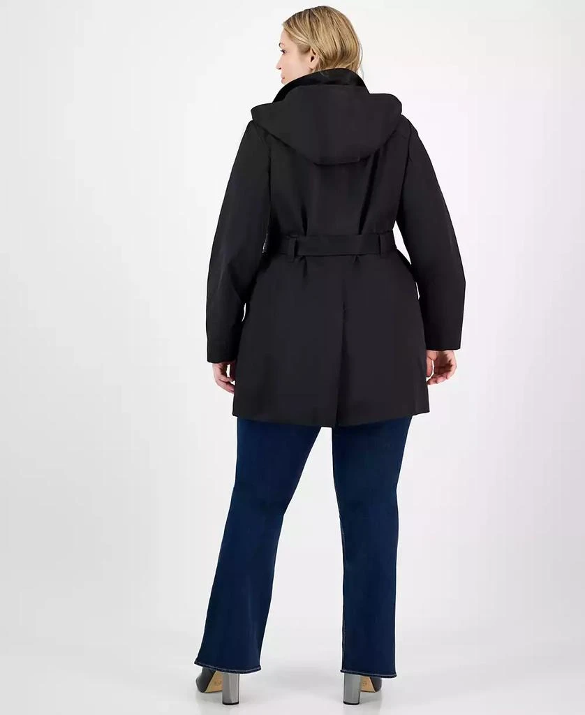 London Fog Plus Size Zip-Front Hooded Belted Trench Coat 2