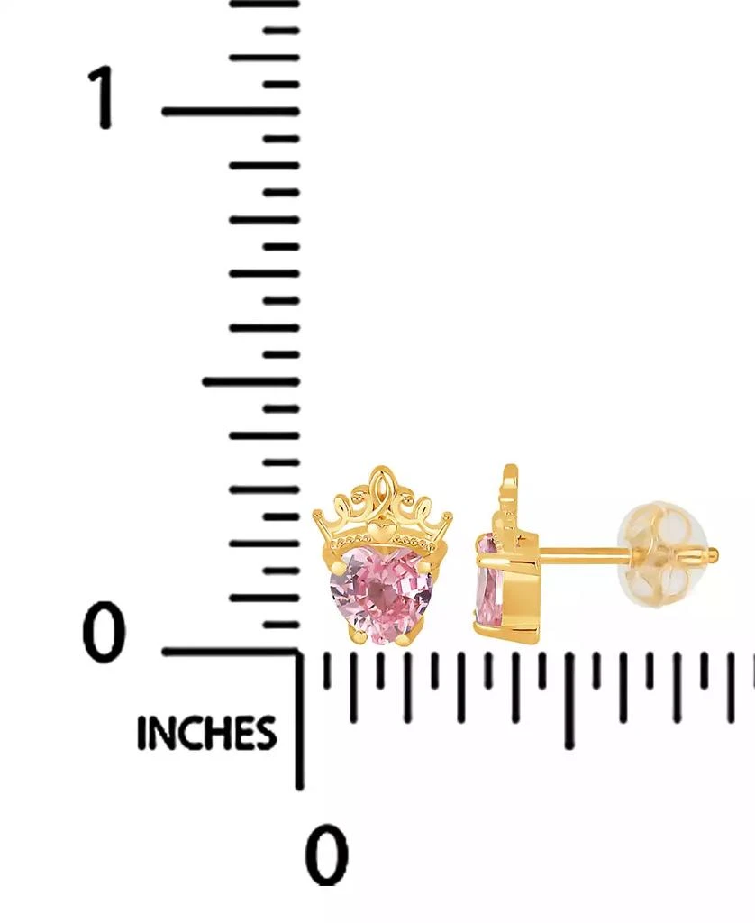 Disney Cubic Zirconia Heart Earrings in 10k Yellow Gold 4