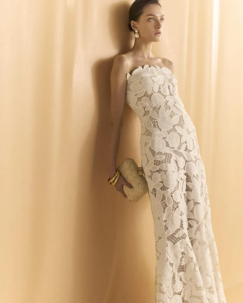 SIMKHAI Valletta Strapless Floral Lace Maxi Dress 5