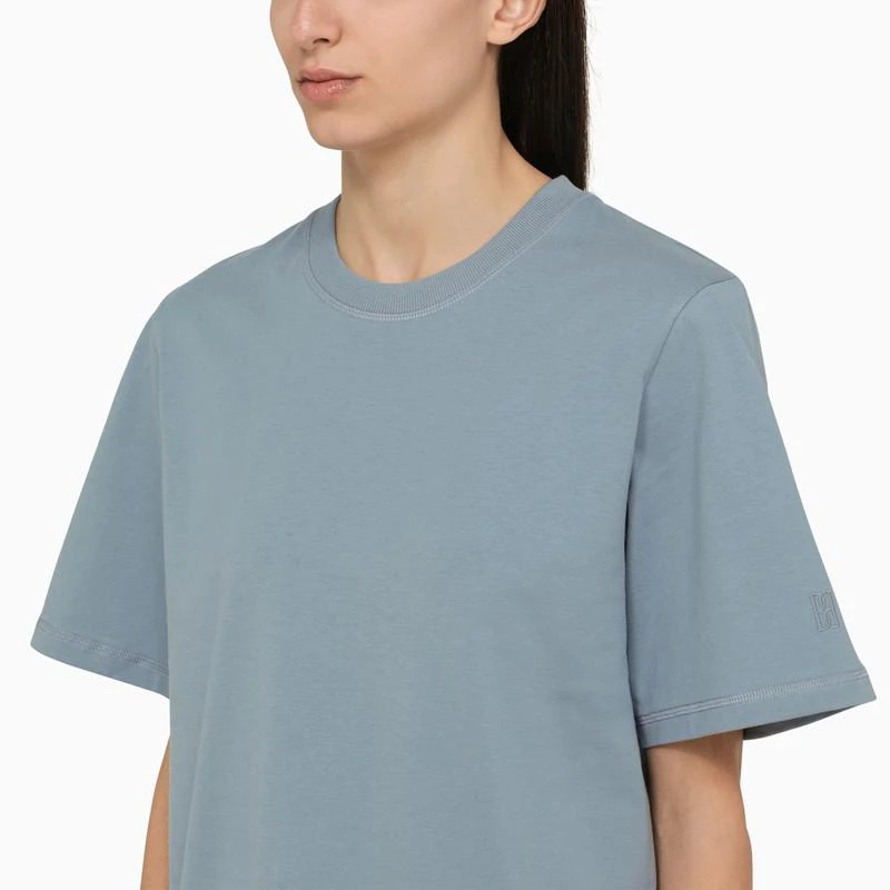 By Malene Birger Large round-neck blue T-shirt in organic cotton 4