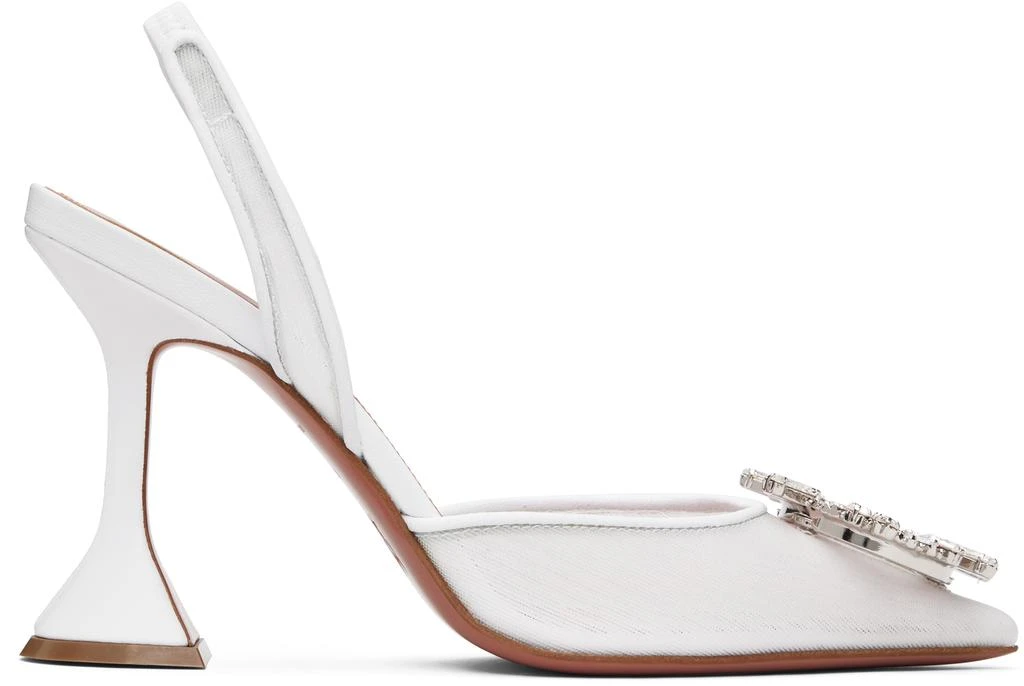 Amina Muaddi White Begum Sling 95 Heels