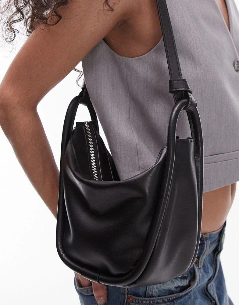 Topshop Topshop Sergio structured bucket shoulder bag in black 3