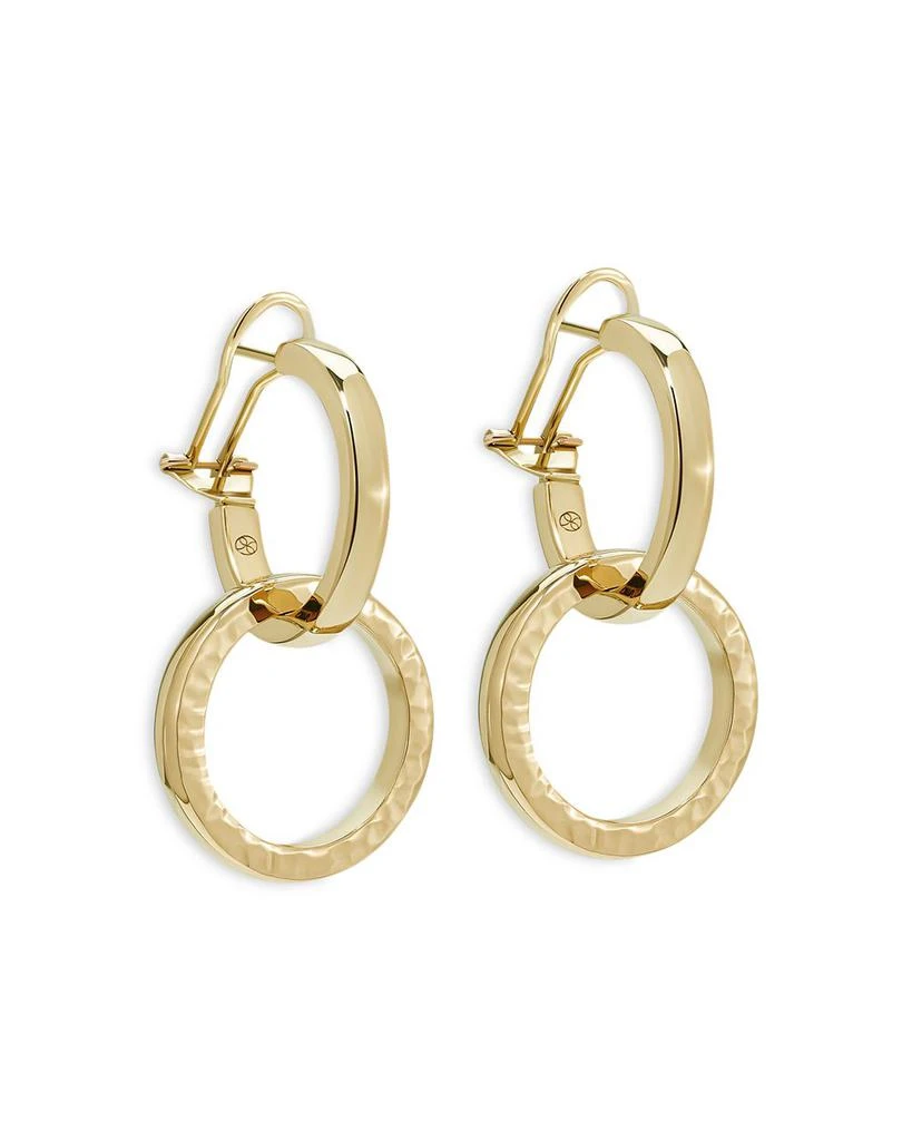 L. Klein 18K Yellow Gold Duetto Interlocking Hammered Circle Drop Hoop Earrings 1