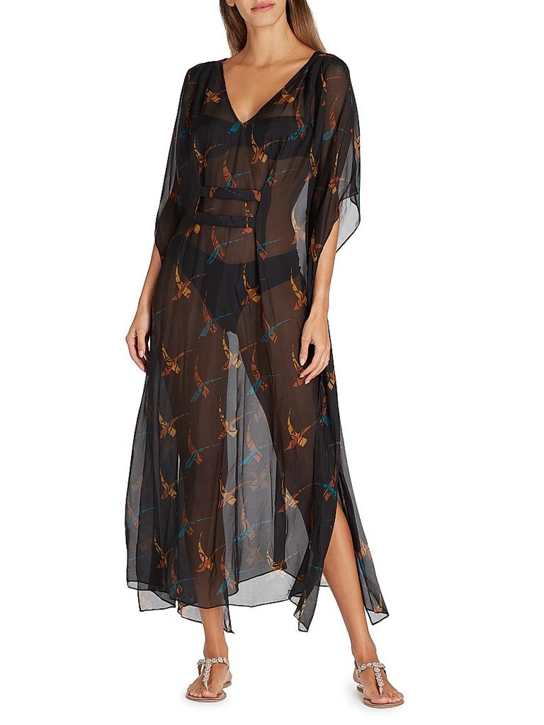VALIMARE Florence Abstract Silk-Blend Cover-Up Maxi Dress