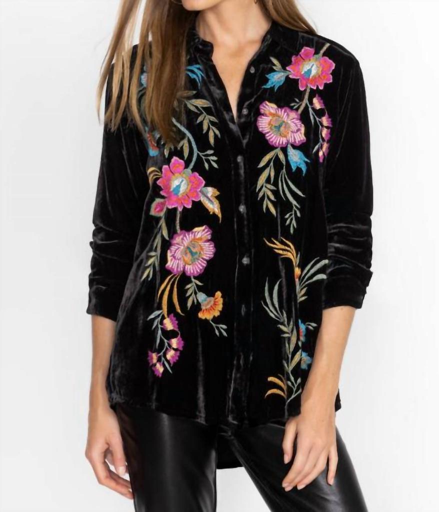 Johnny Was Johnny Was - Women's Sidonia Velvet Oversized Pleat Shirt