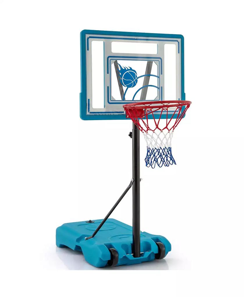 Costway Pool Basketball Hoop 3.8-4.4 FT Adjustable Poolside BasketballGoal System