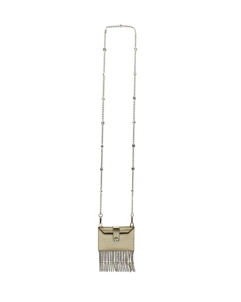 Miu Miu Madras Card Holder with Crystal Fringe in Silver Goatskin Leather 2