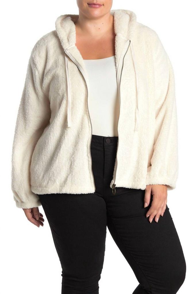 Bobeau Bobeau - Faux Fur Front Zip Ultra Plush Soft Hoodie