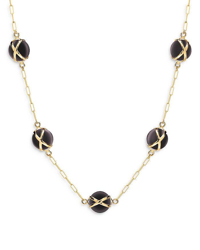 L. Klein 18K Yellow Gold Prisma Black Agate Paperclip Chain Necklace, 16"