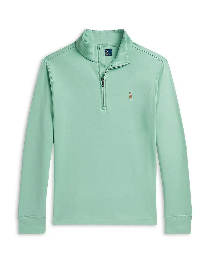 Ralph Lauren Boys' Cotton Interlock Quarter Zip Pullover - Big Kid, Little Kid