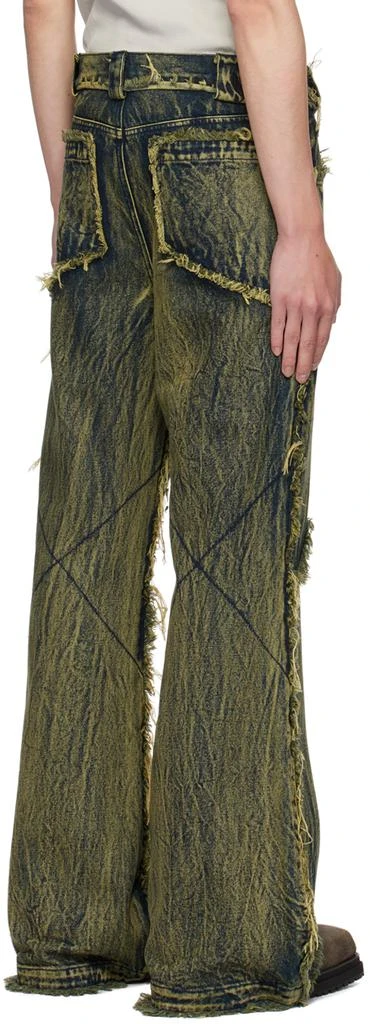 NO/FAITH STUDIOS Green & Blue Flared Jeans 3