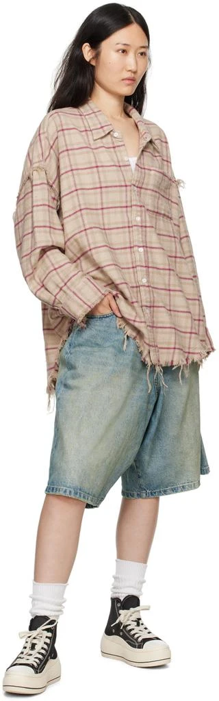 R13 Beige Shredded Seam Shirt 4