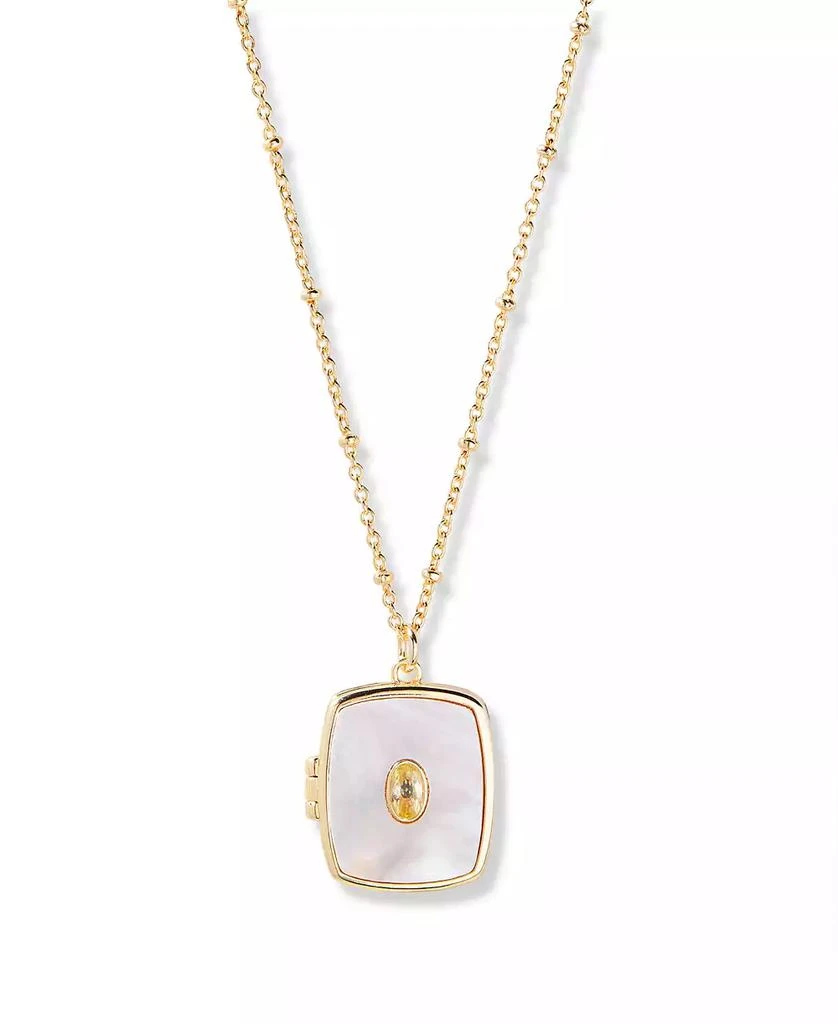 brook 
york Gold Plated Cali Cultivated Pearl Short Pendant Locket Necklace