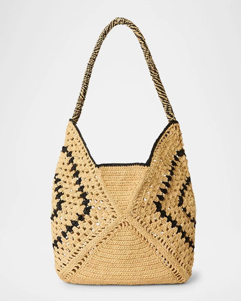 BTB Los Angeles Catania Two-Tone Straw Hobo Bag 1