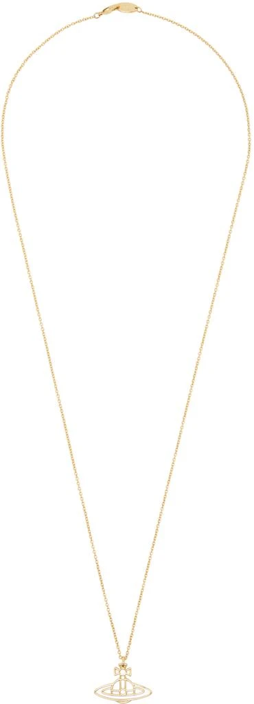 Vivienne Westwood Gold Thin Lines Flat Orb Necklace 1