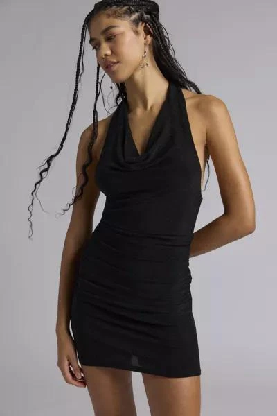 Urban Outfitters UO Pina Shimmer Cowl Neck Halter Mini Dress 1
