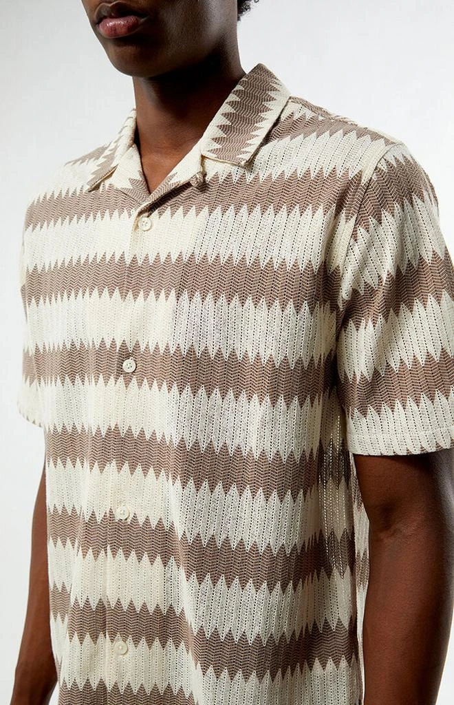 PacSun Brown & Cream Textured Oversized Resort Camp Shirt 2