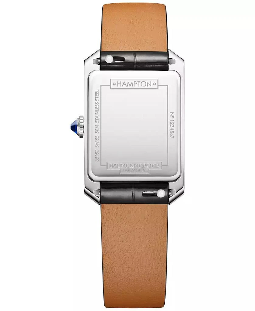 Baume & Mercier Women's Swiss Hampton Black Leather Strap Watch 35x22mm 3