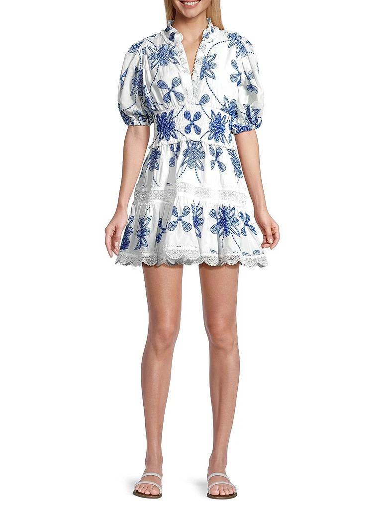 Waimari Eternus Pauline Embroidered Puff-Sleeve Minidress 2