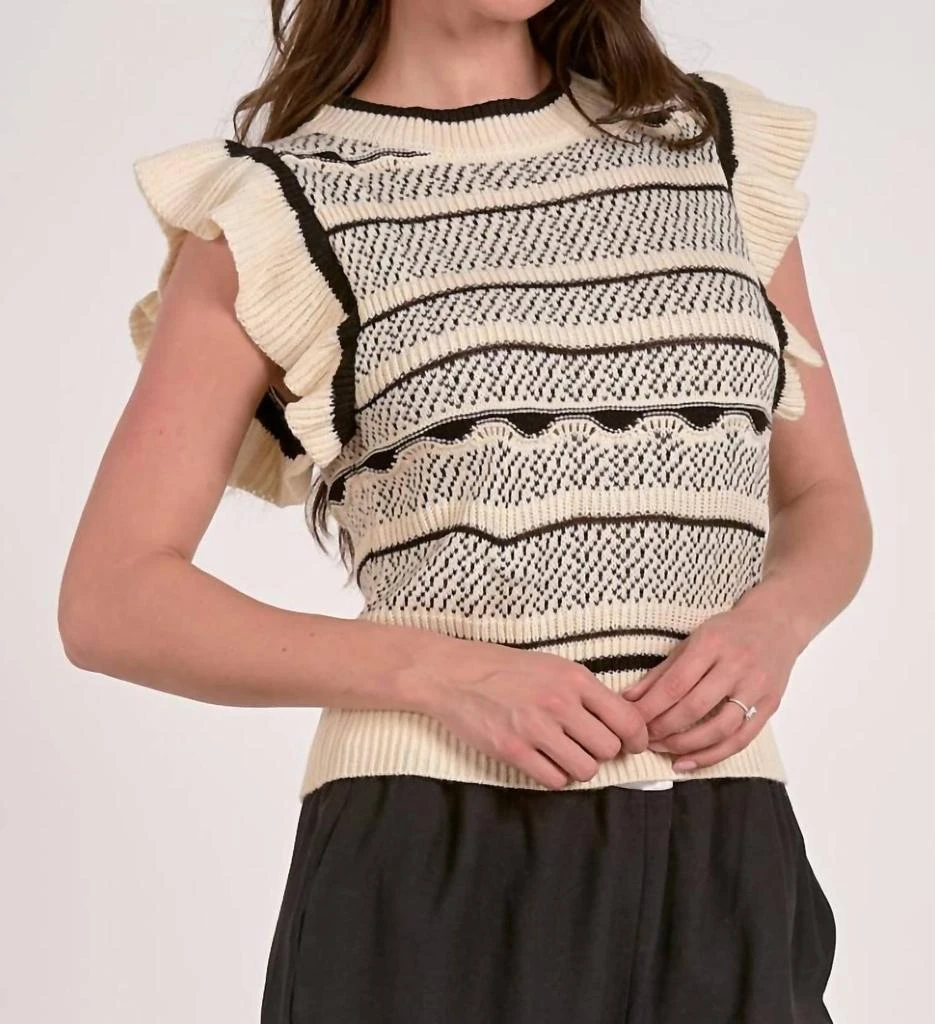 Elan Elan - Flutter Sleeve Knit Tank Sweater 3