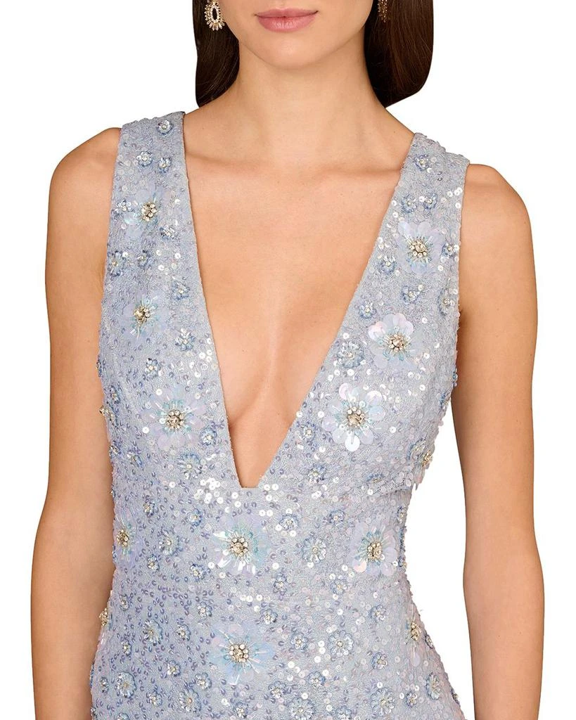Aidan Mattox Beaded Plunge Neck Sheath Dress 3