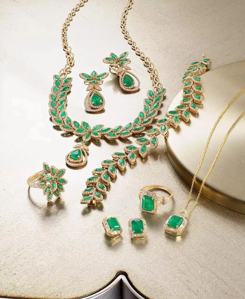 Effy EFFY® Emerald (5-1/4 ct. t.w.) and Diamond (1-1/4 ct. t.w.) Teardrop Earrings in 14k Gold or 14k White Gold, Created for Macy's 5