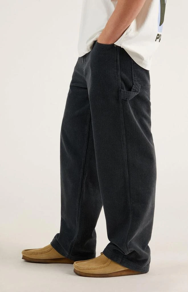 PacSun Washed Black Corduroy Baggy Carpenter Pants 4