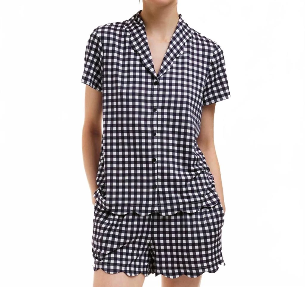 Draper James Scallop Sara Pajama Set In Nassau Navy Gingham