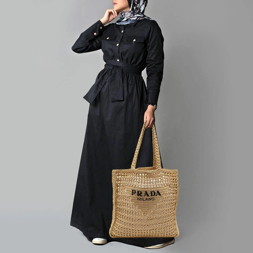 Prada Prada Natural Woven Raffia Beach Tote 2