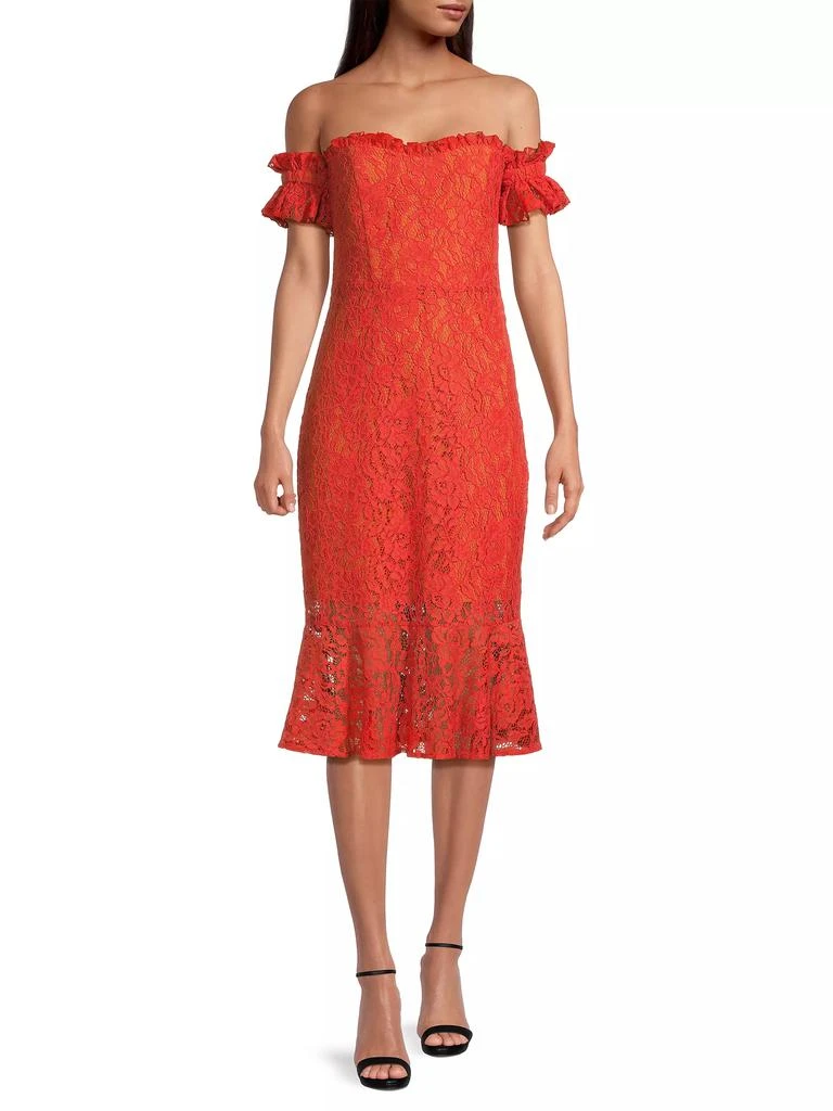 Laundry by Shelli Segal Off-The-Shoulder Lace Midi-Dress 2