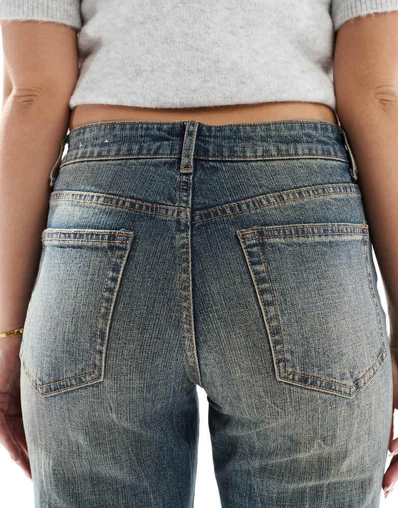 Bershka Bershka flared jeans in dirty wash blue 4