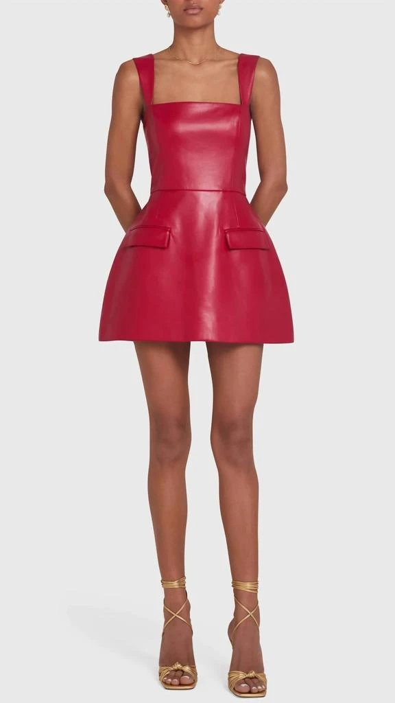 Amanda Uprichard Amanda Uprichard - Bethany Faux Leather Skort Romper 1