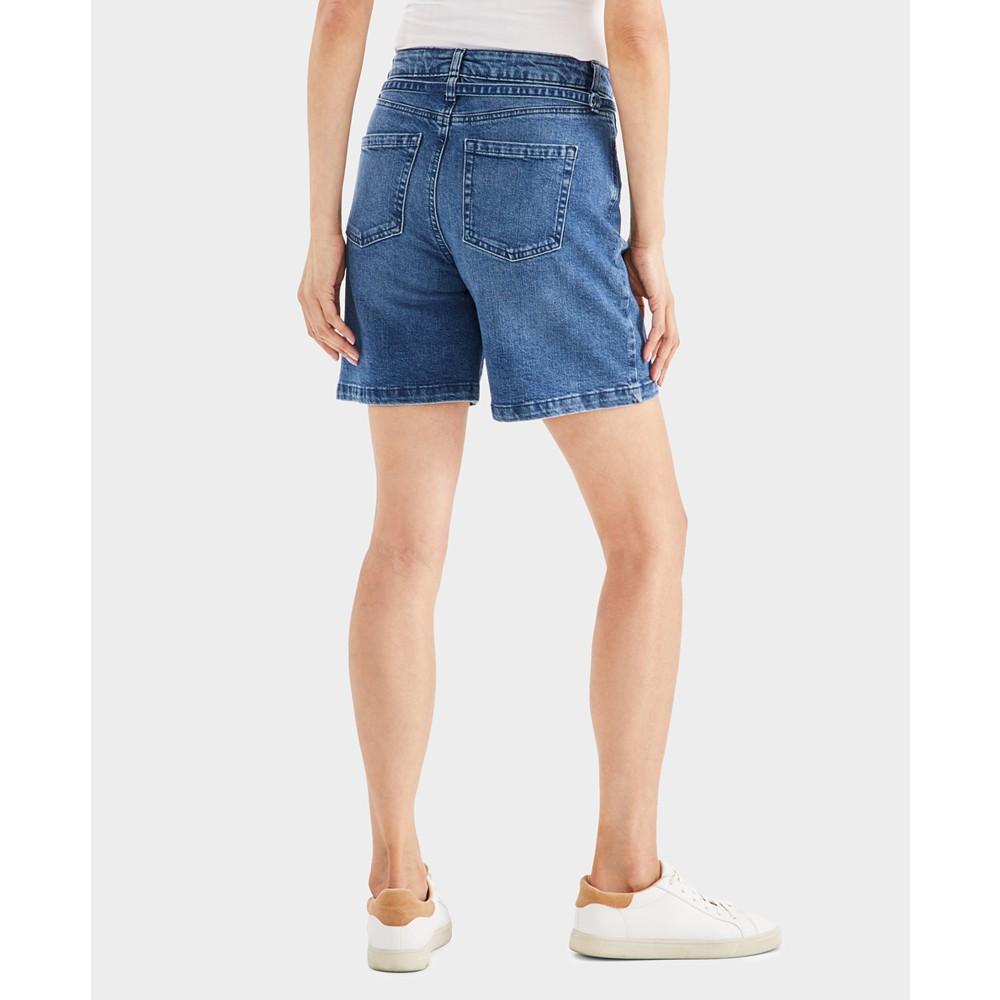 Style & Co Women's High-Rise Belted Cuffed Denim Shorts, Created for Macy's