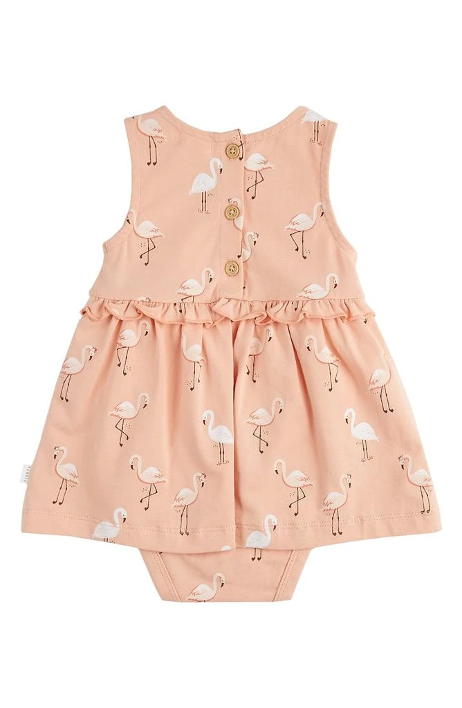 Petit Lem Flamingo Print Stretch Organic Cotton Skirted Bodysuit 2