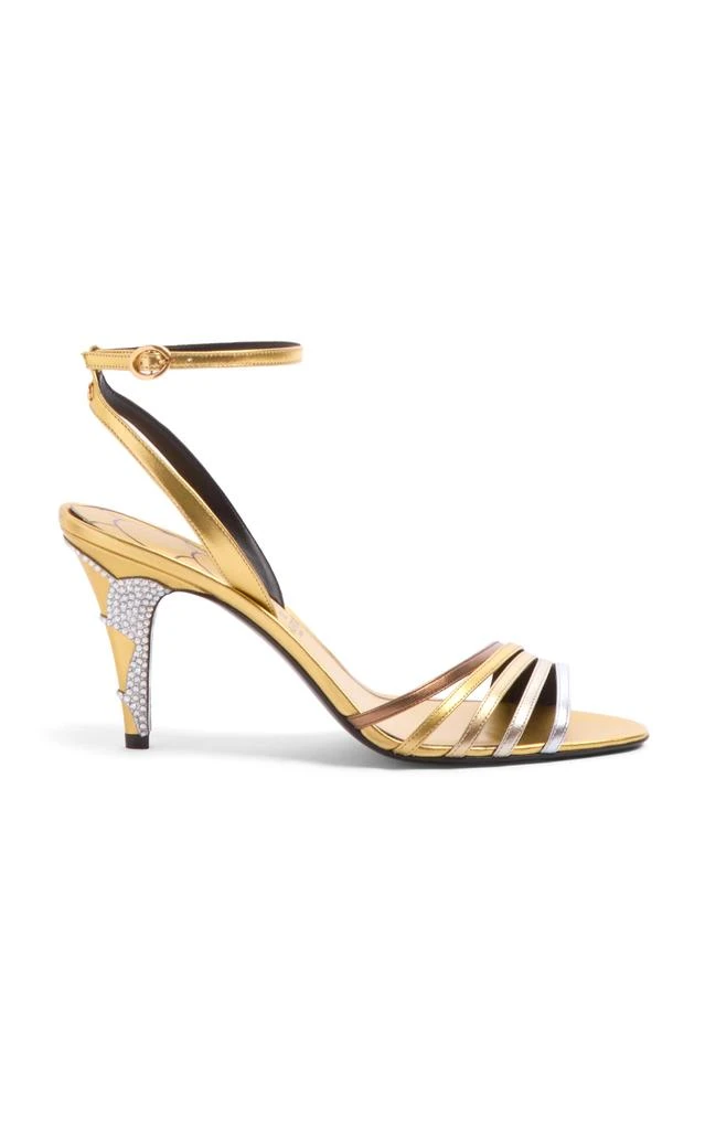 Valentino Valentino Garavani Ladycrush Crystal Metallic-Leather Sandals - Moda Operandi 1