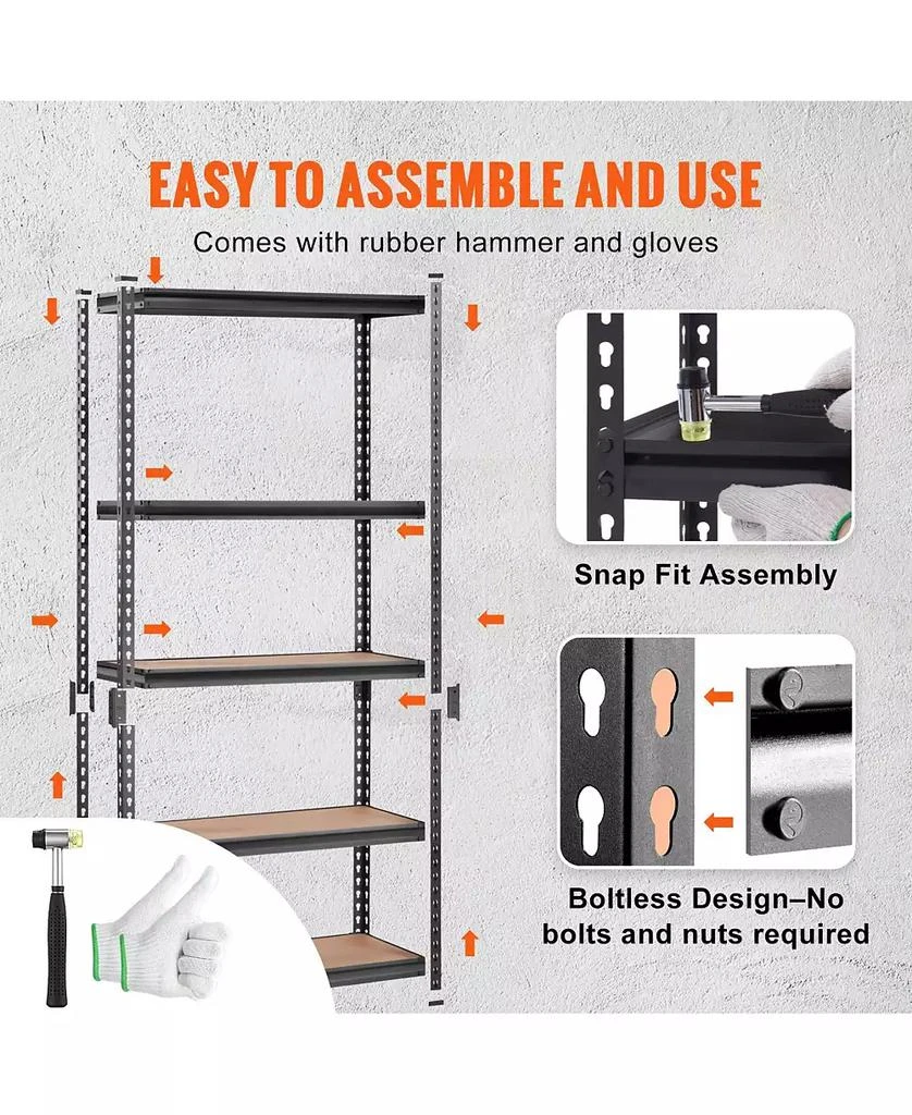 Mecale 5-Tier Storage Shelving Unit, Adjustable, 2000-Lb Capacity, 35"L x 18"W x 71"H, Heavy-Duty Utility Rack 7