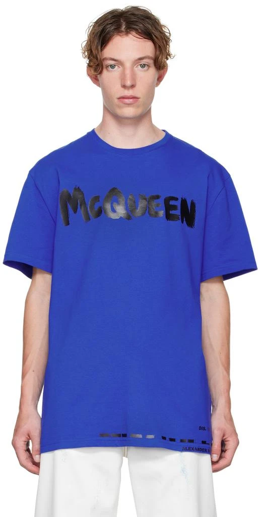 Alexander McQueen Blue Graffiti T-Shirt 1