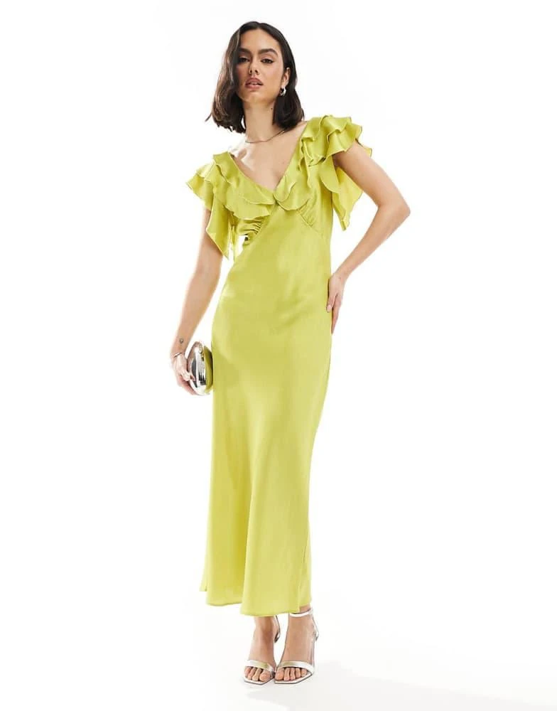 new look green satin dress Green Satin Long Sleeve Mini Dress